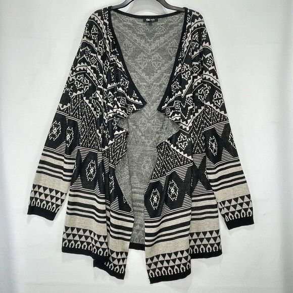 Aztec Cardigan Sweater Womens Medium 64 Sixty Five Draped - Picture 2 of 16